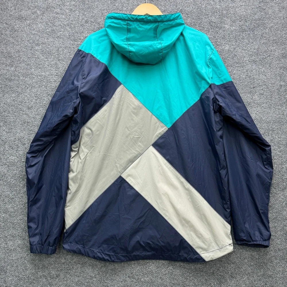 LRG Lifted Research Group Windbreaker Jacket Men XL Teal Navy Blue Outdoor